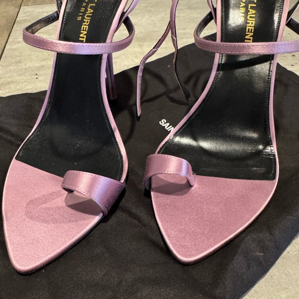 Saint Laurent Purple Stiletto Heels with Pointed Toe